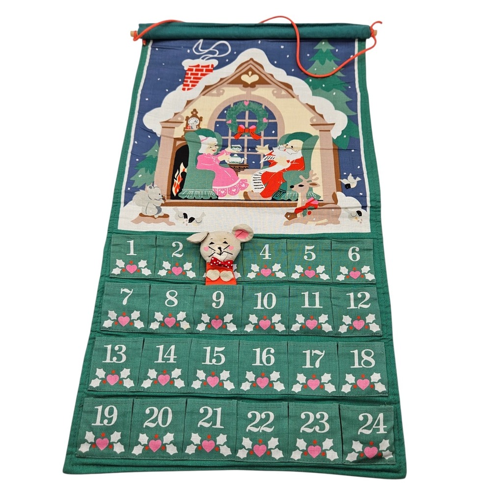 VTG 1980s Avon Advent Calendar with Orig Mouse Countdown to Christmas Santa 1987